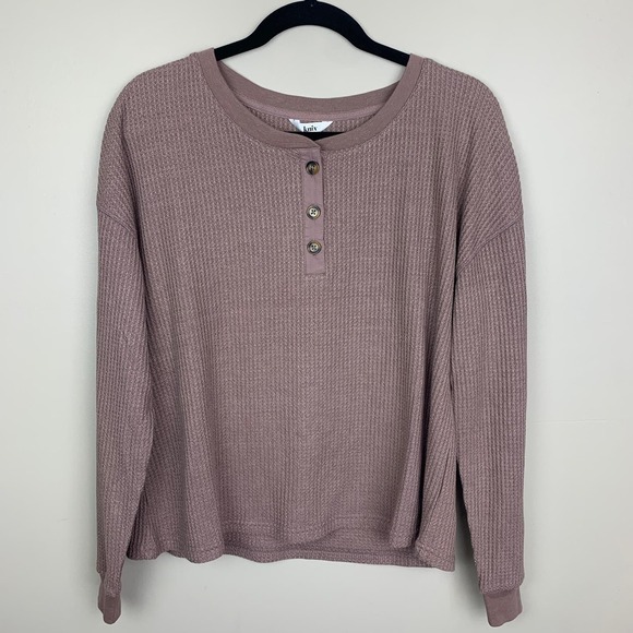 Knix Brown Waffle Lounge Henley Shirt Size Large - NEW - Picture 1 of 8